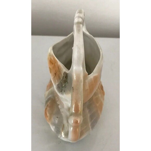 Vintage Porcelain iridescent pearl Trinket Container Vase With Handle 4" x 6" - Picture 5 of 11